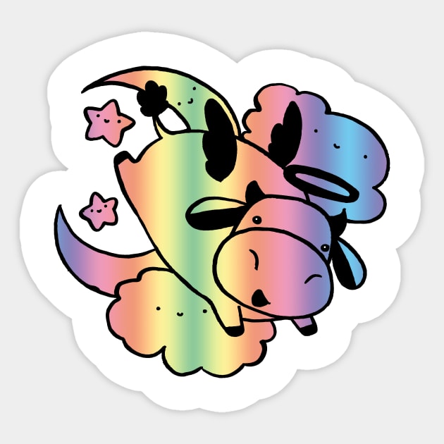 Rainbow Angel Cow Sticker by saradaboru